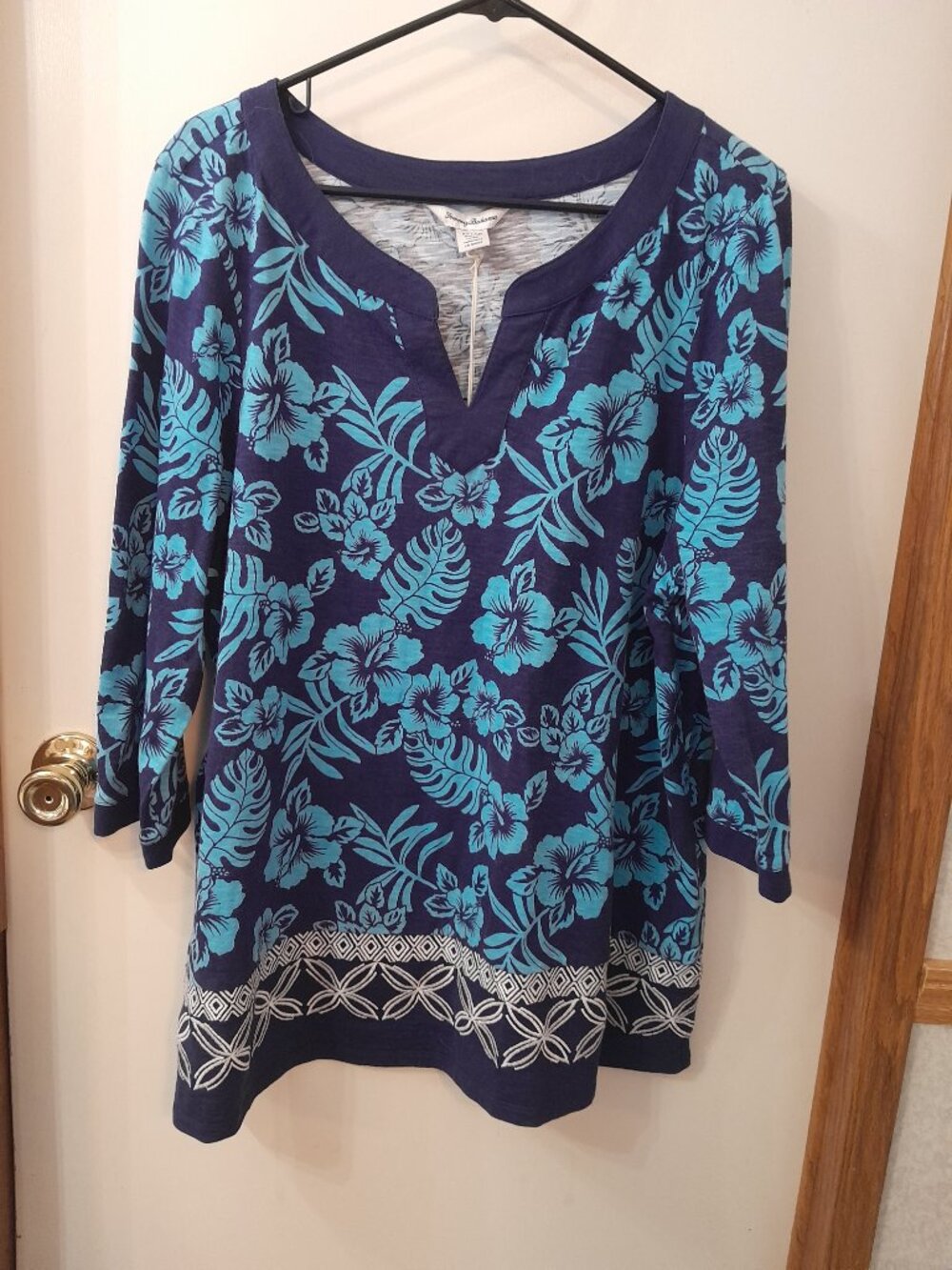 NWT Tommy Bahama Women's Blue Bohemian Tunic w/ Embroidered Detail Size XL